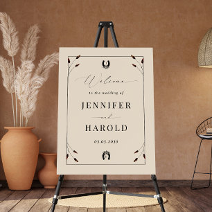 Western Horseshoe Monogram Wedding Welcome Sign