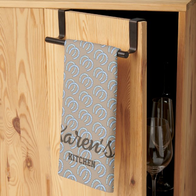 Western Horseshoe Personalized Kitchen Towel (Thirds Fold)