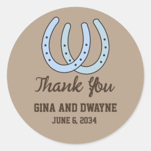Western Horseshoe Wedding Favor Sticke Thank You Classic Round Sticker