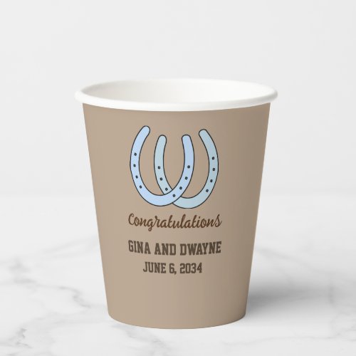 Western Horseshoe Wedding Personalized Paper Cups