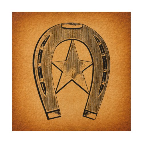 Western Horseshoe with Star Antique Horse Shoe Wood Wall Art