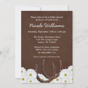 Western Horseshoes and Daisies Bridal Shower Invitation