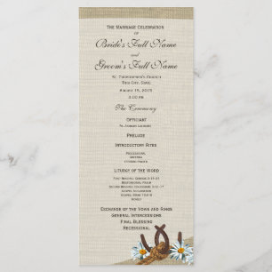 Western Horseshoes and Daisy Wedding Program