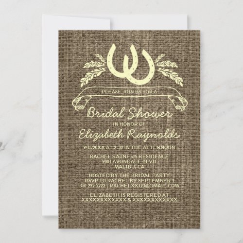 Western Horseshoes Bridal Shower Invitations