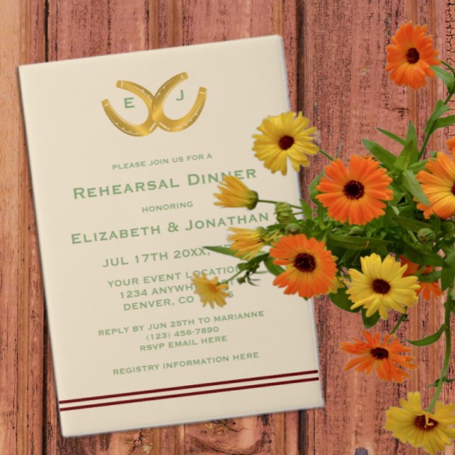 Western Horseshoes Rehearsal Dinner Vellum Invitations (Creator Uploaded)