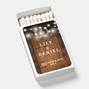 Western Horseshoes String Lights Wedding Matchboxes