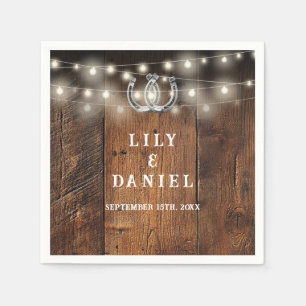 Western Horseshoes String Lights Wedding Napkins