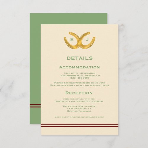 Western Horseshoes Wedding Details Enclosure Card