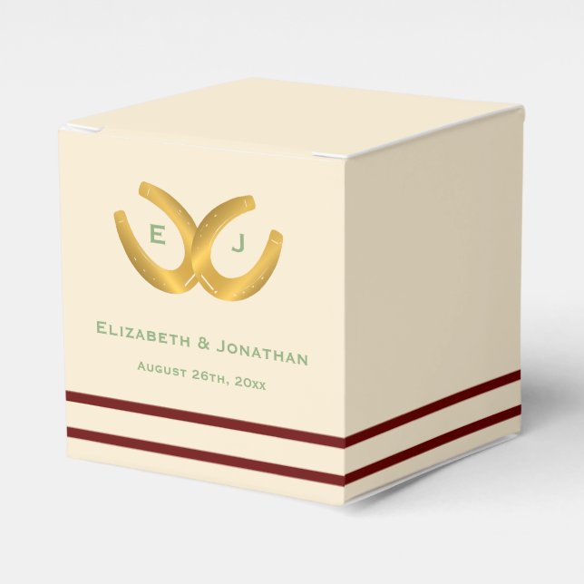 Western Horseshoes Wedding Favor Boxes (Front Side)