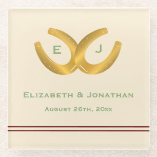 Western Horseshoes Wedding Glass Coaster