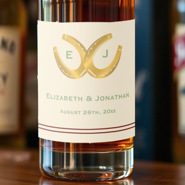 Western Horseshoes Wedding Liquor Bottle Label (Creator Uploaded)