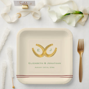 Western Horseshoes Wedding Paper Plates