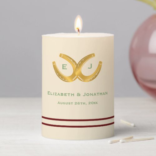 Western Horseshoes Wedding Pillar Candle