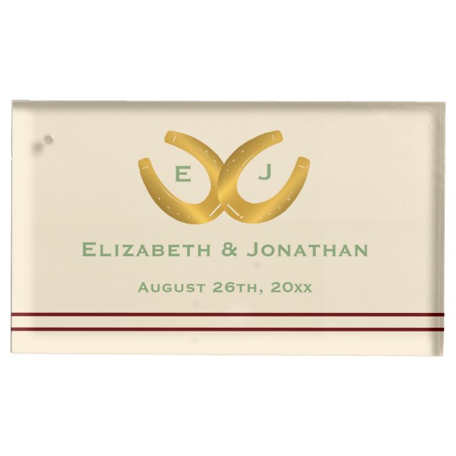 Western Horseshoes Wedding Place Card Holder (Front)