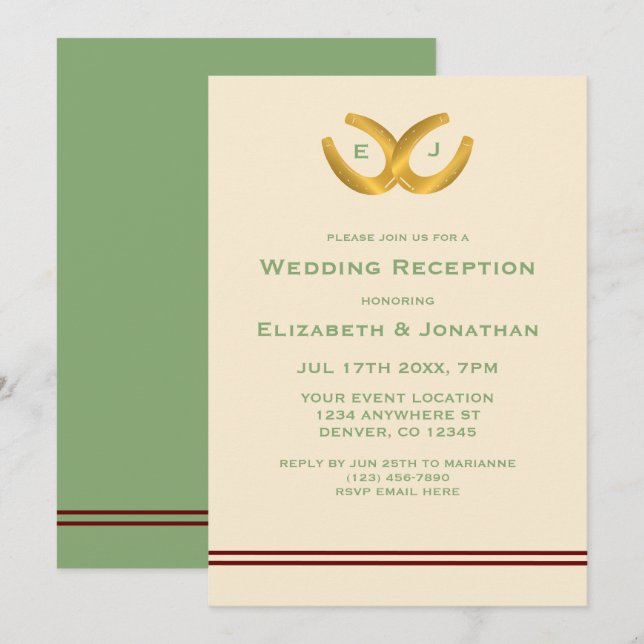 Western Horseshoes Wedding Reception Invitation (Front/Back)