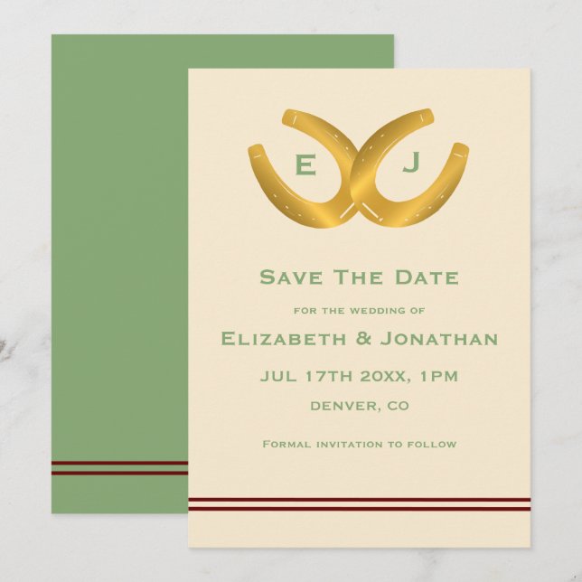 Western Horseshoes Wedding Save The Date (Front/Back)