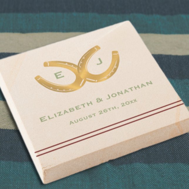 Western Horseshoes Wedding Stone Coaster (Creator Uploaded)