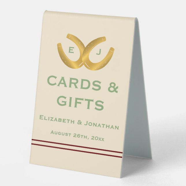 Western Horseshoes Wedding Table Tent (Front)