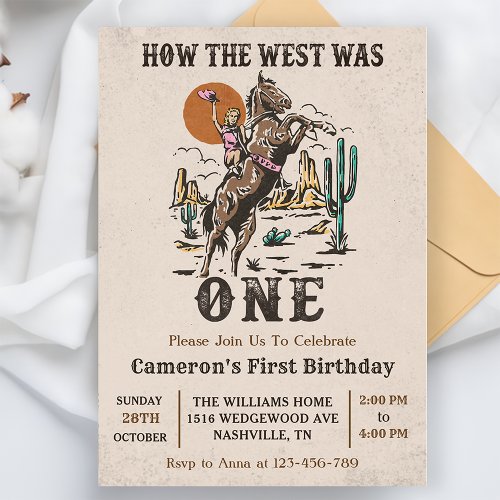 Western How The West Was One 1st Birthday Invitation