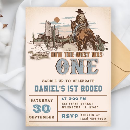 Western How The West Was One 1st Birthday Party Invitation