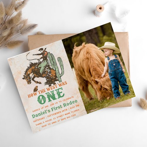 Western How The West Was One 1st Birthday Photo Invitation