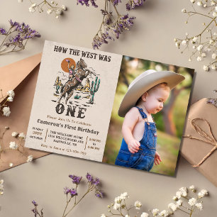 Western How The West Was One 1st Birthday Photo Invitation