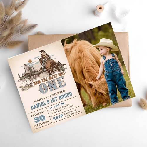 Western How The West Was One 1st Birthday Photo Invitation