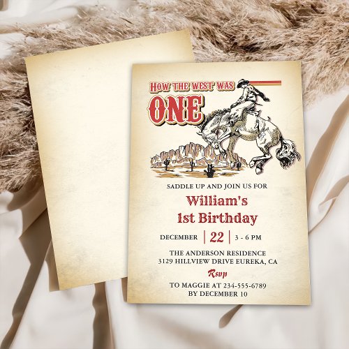 Western How the West Was One Cowboy Birthday Party Invitation