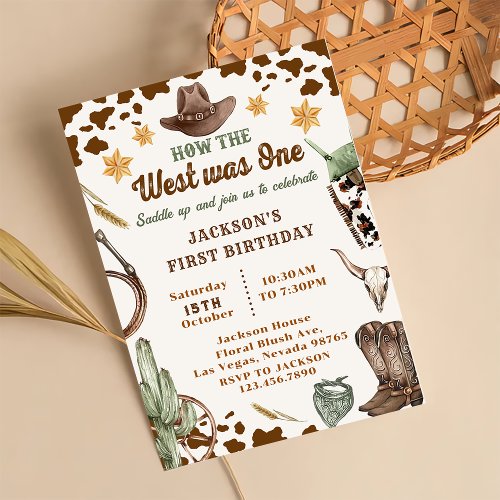 Western How The West Was One First Birthday  Invitation