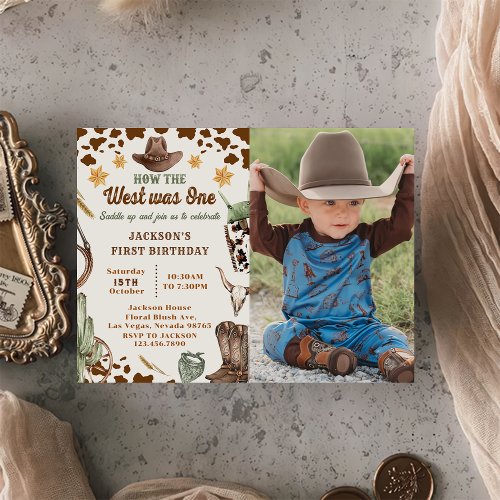 Western How The West Was One First Birthday Photo Invitation