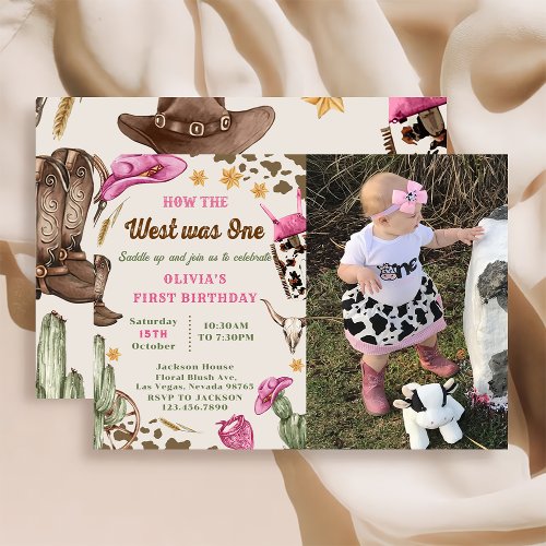 Western How The West Was One Rodeo Birthday Photo  Invitation