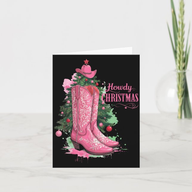 Western , Howdy Christmas And Tree, Nk Cowboy Boot Card (Front)
