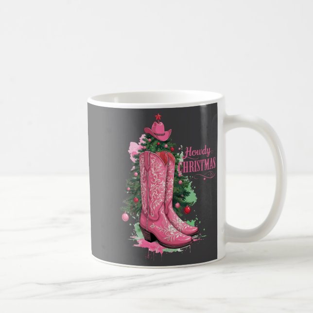 Western , Howdy Christmas And Tree, Nk Cowboy Boot Coffee Mug (Right)