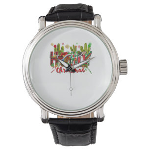 Western Howdy Christmas Cow Cowboy Hat And Cactus Watch