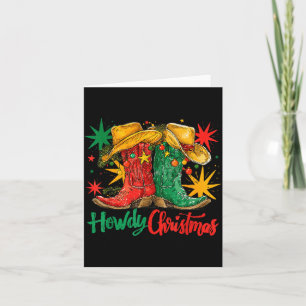 Western Howdy Christmas Cowgirl Boot Hat Christmas Card