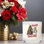 Western Howdy Cowboy Christmas Snowman  Scented Candle<br><div class="desc">This design may be personalized by choosing the Edit Design option. You may also transfer onto other items. Contact me at colorflowcreations@gmail.com or use the chat option at the top of the page if you wish to have this design on another product or need assistance with this design. I am...</div>