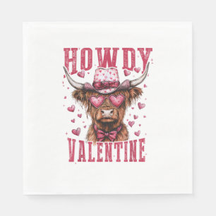 Western Howdy Highland Cow Valentines Day Highland Napkins