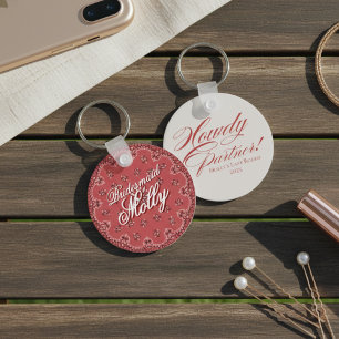 Western Howdy Partner Red Bachelorette Keychain