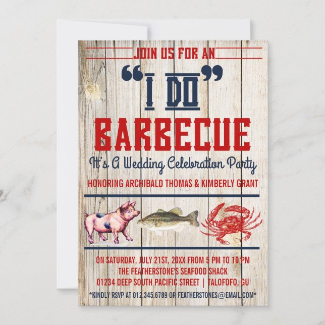 Western "I Do" Barbecue Wedding Party Invitations (Front)