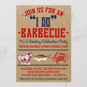 Western "I Do" Barbecue Wedding Party Invitations
