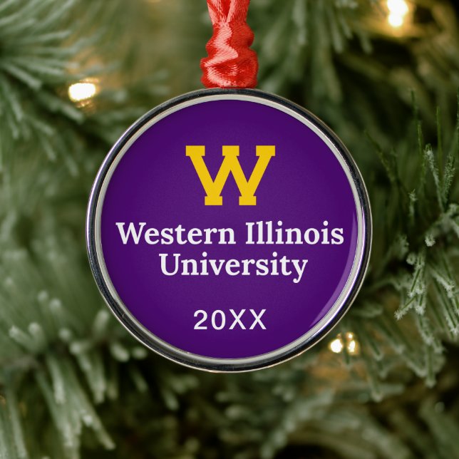 Western Illinois University Wordmark Metal Ornament (Tree)