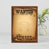Western Invitations Wanted Poster Stationery (Standing Front)