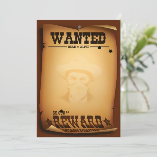 Western Invitations Wanted Poster Stationery (Standing Front)
