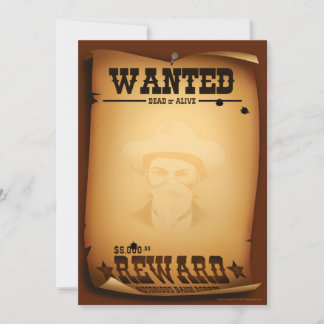 Western Invitations Wanted Poster Stationery