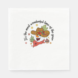 Western Its The Most Wonderful Time Cowboy Snowman Napkins