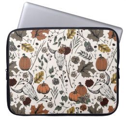 Western Ivory Fall Harvest and Cow Skulls Laptop Sleeve