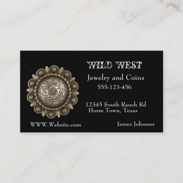 Western Jewelry Concho Print Business Card (Front)