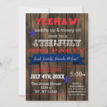 Western July 4th BBQ Holiday party Invitation