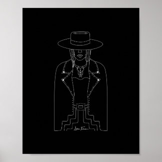 Western Lady Outlaw Black & White Wall Art Print
