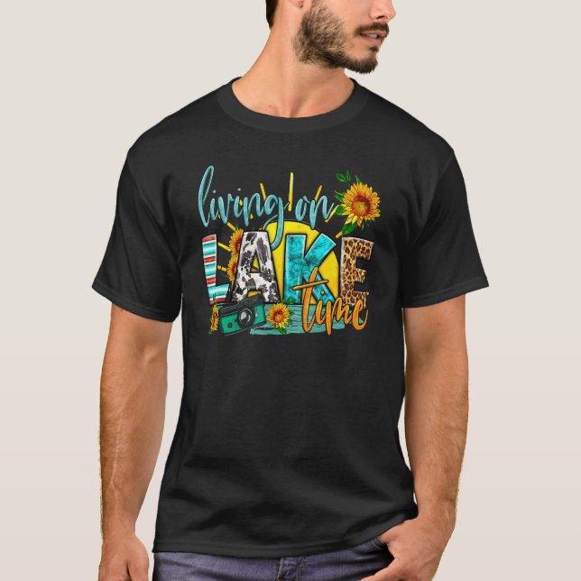 Western Lake Living On Lake Time Leopard Cowhide L T-Shirt (Front)